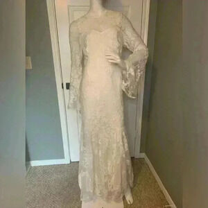 Southern Fried Chics Ivory Dress Sz XL Boohoo Hippie Wedding Hi-Low Hem Size XL